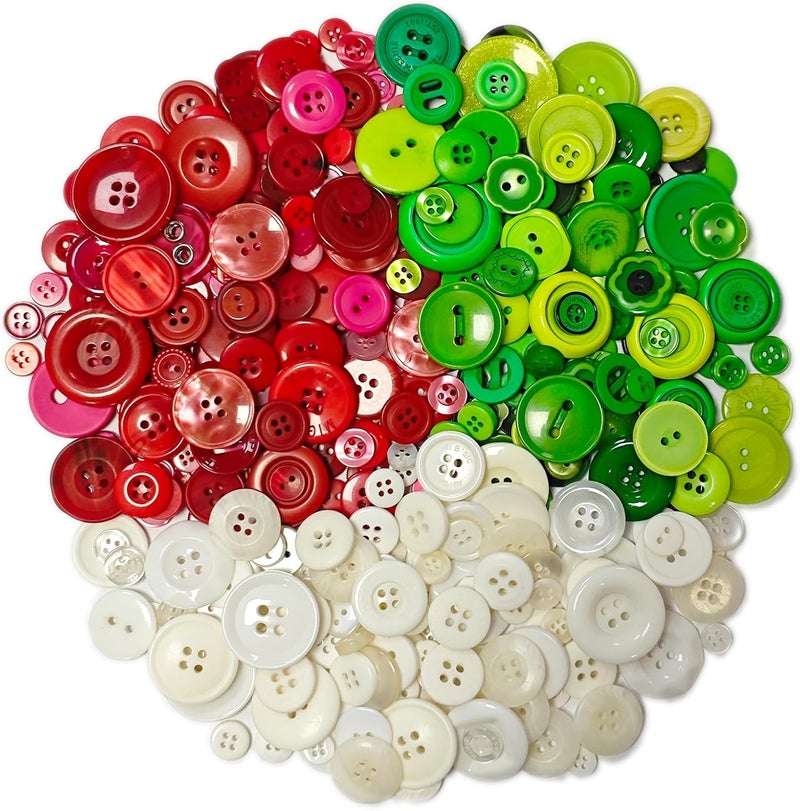 KOVOLALA 500-700 pcs Christmas Craft Buttons, Hand Sewing Buttons with 2 or 4 Holes for Sewing, Arts & Crafts, DIY Decorations - Image 1